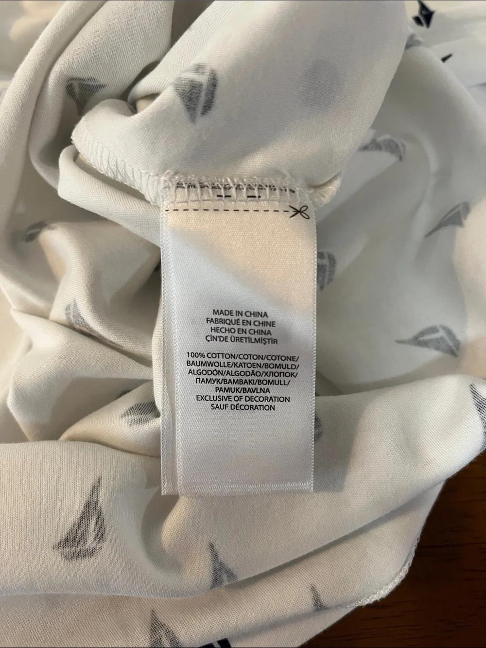 Ralph Lauren White Polo with Navy Sailboat Print